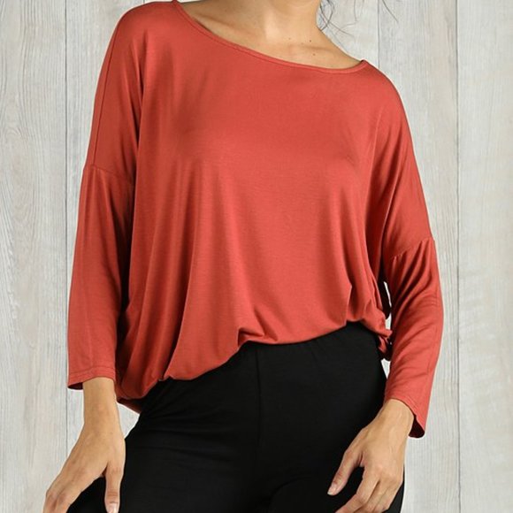 Rust Boatneck Dolman Tunic - 4X - Picture 2 of 3